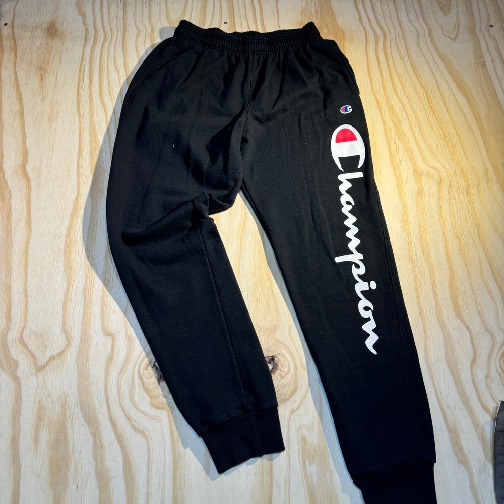Champion Men's Authentic Big Logo Fleece Jogger Sweatpants Black Size Medium